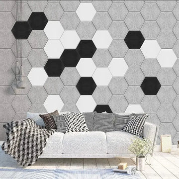 6-Inch Hexagon Acoustic Sound Panels – 9mm Polyester Fiber Wall Tiles